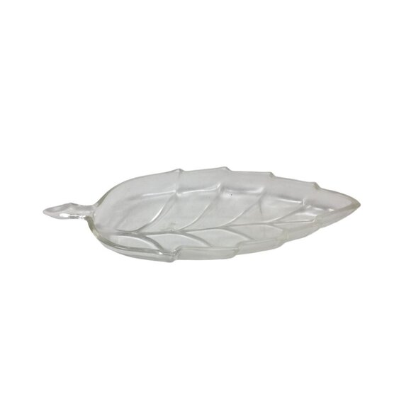 Clear Glass Leaf Shaped Bowl/Serving Dish - about 10'' Long - Picture 4 of 5